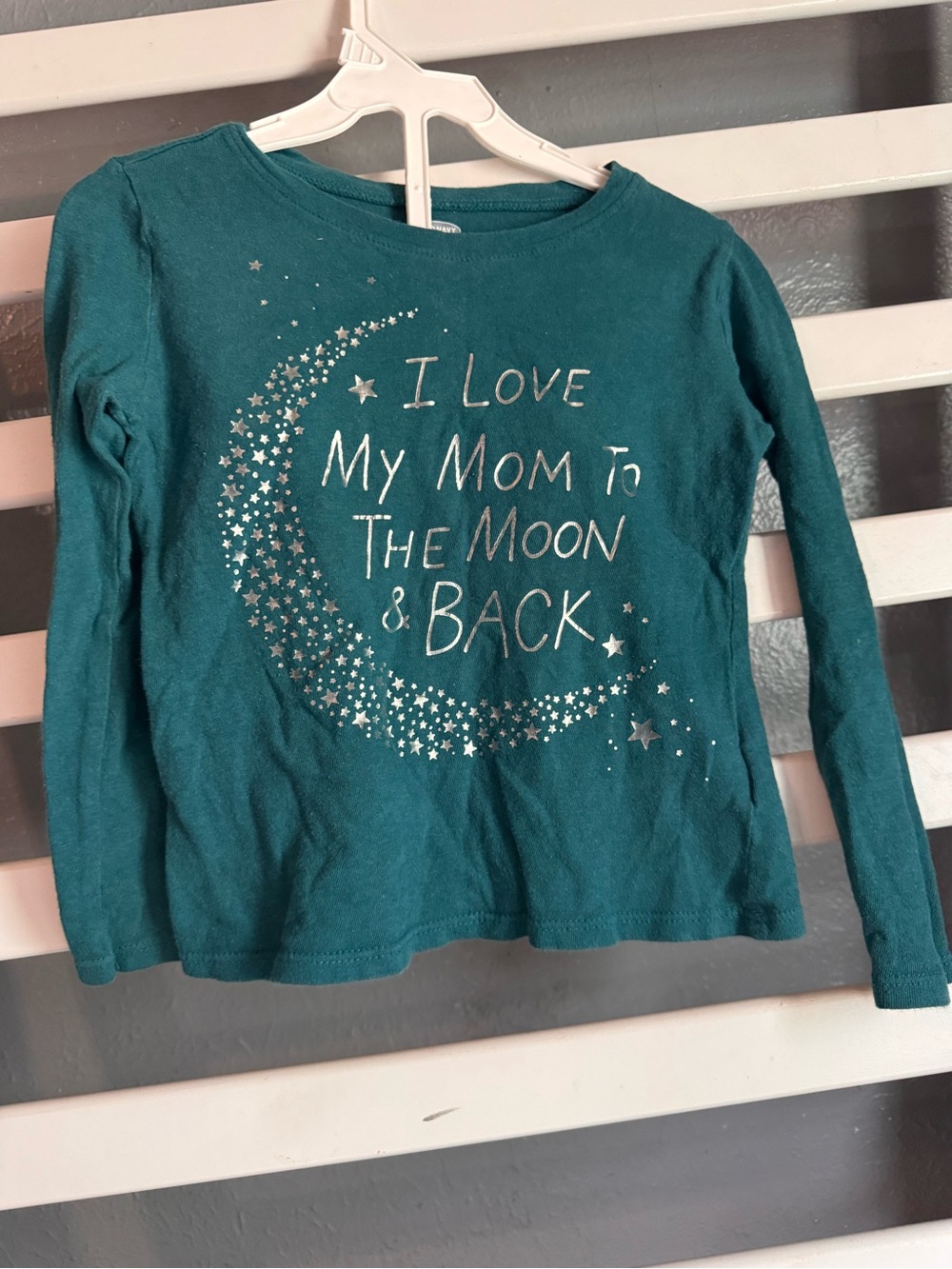 Old Navy Teal Long-Sleeve Shirt with Silver Moon & Stars